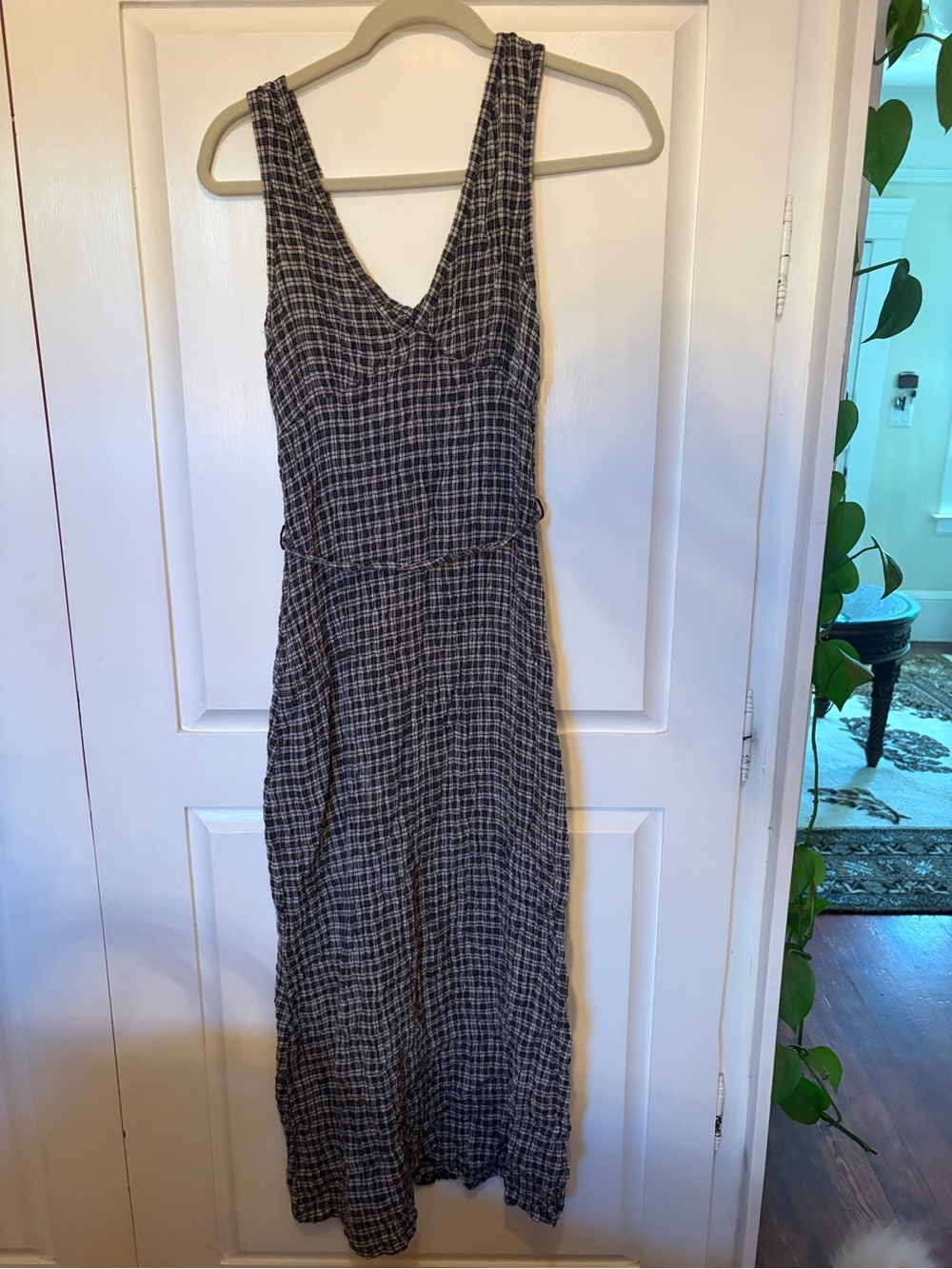AFENDS Asta Tully Seersucker Maxi Dress, Steel Check, Size Small - Picture 4 of 4